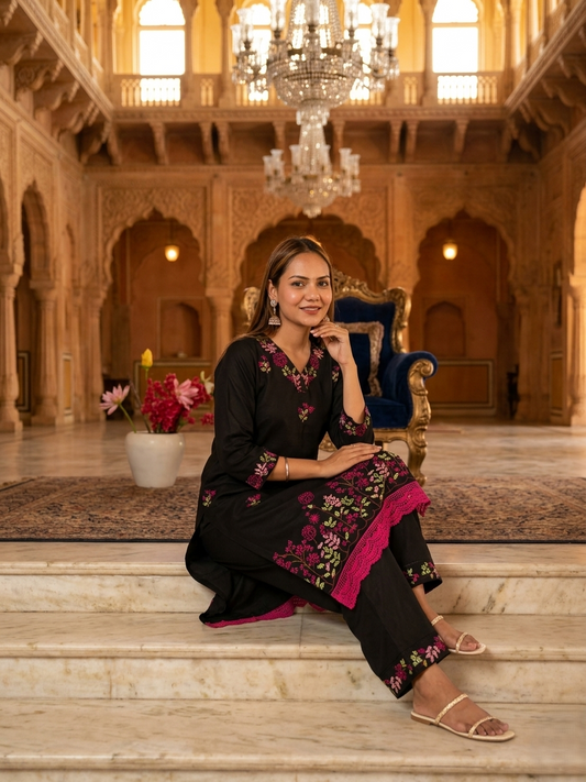 Black Noor Ada Kurta Set