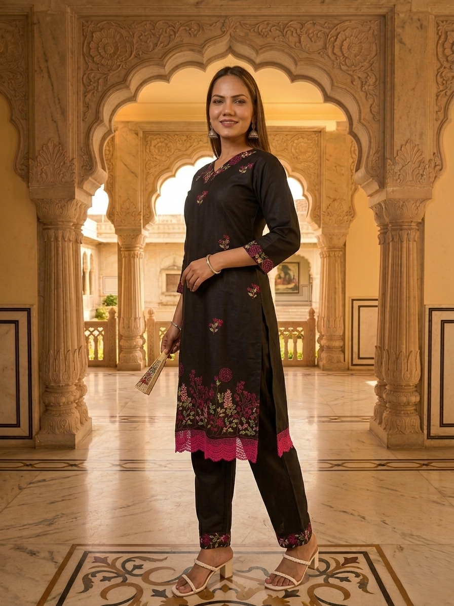 Black Noor Ada Kurta Set