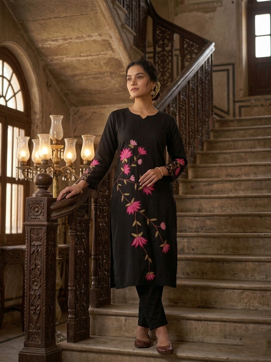 Black Raaga Gulabi Dhaga Kurta Set