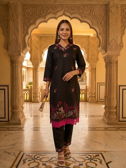 Black Noor Ada Kurta Set