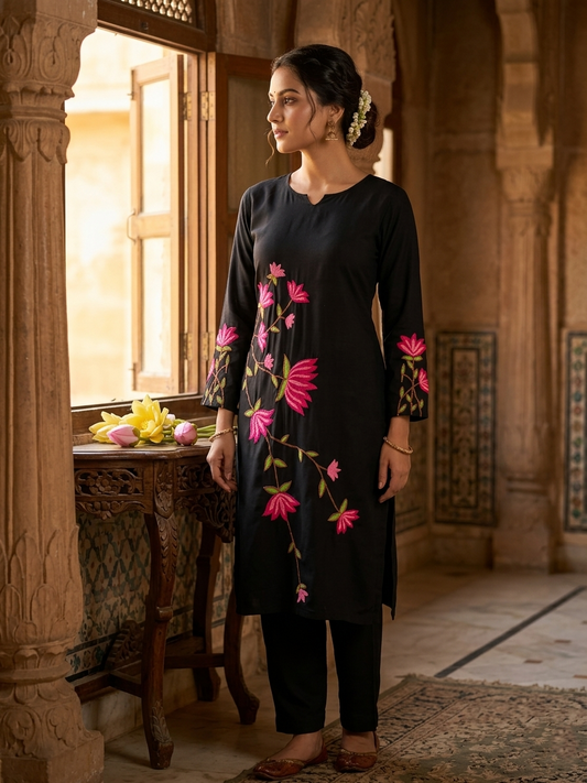 Black Raaga Gulabi Dhaga Kurta Set
