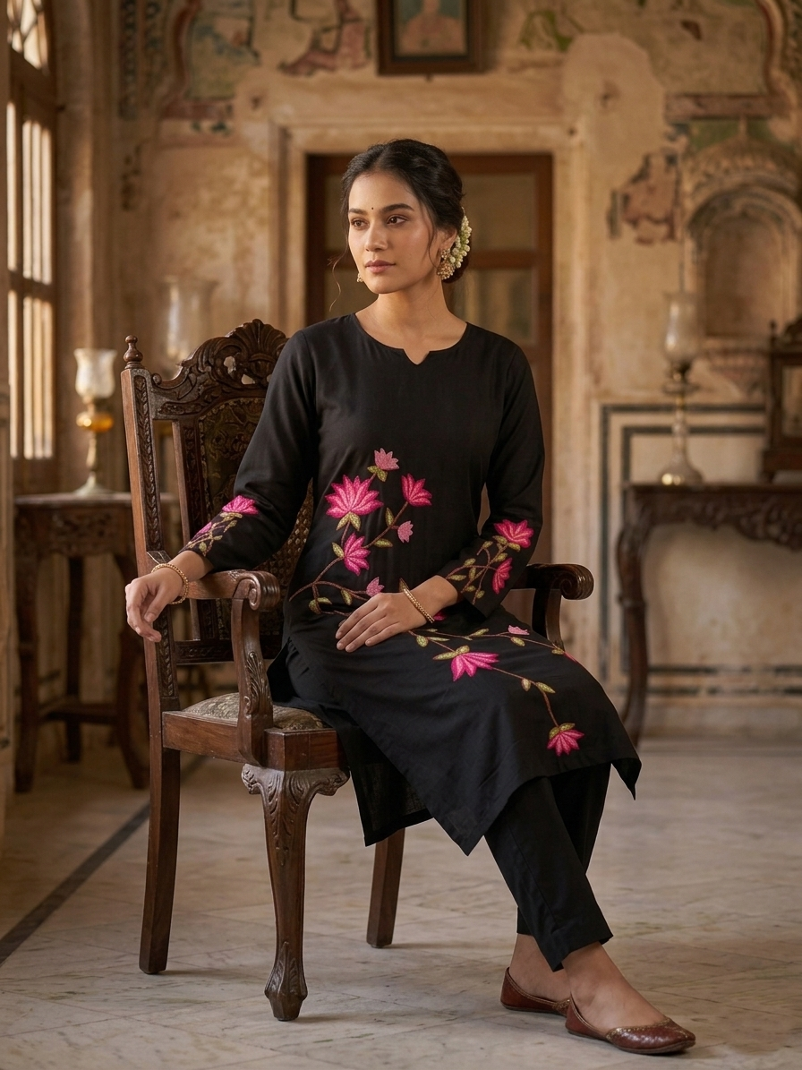 Black Raaga Gulabi Dhaga Kurta Set