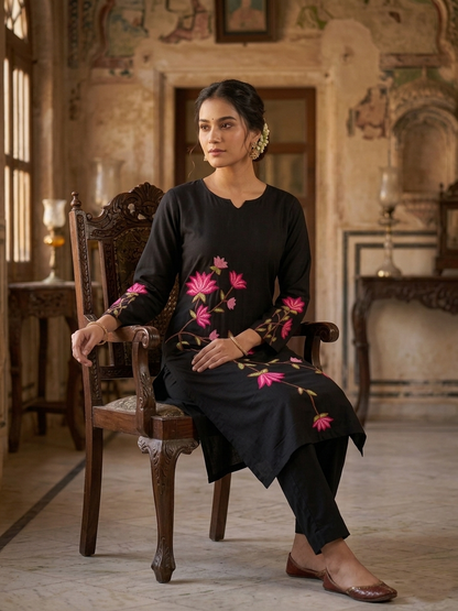 Black Raaga Gulabi Dhaga Kurta Set