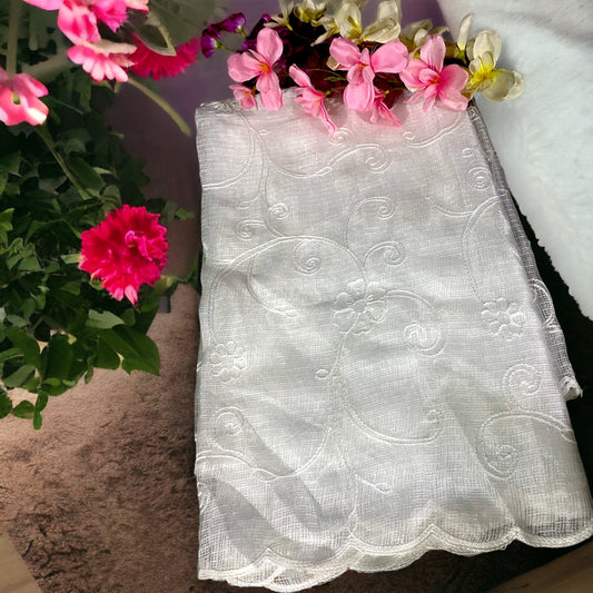 Kota Doria Chikankari Dupatta