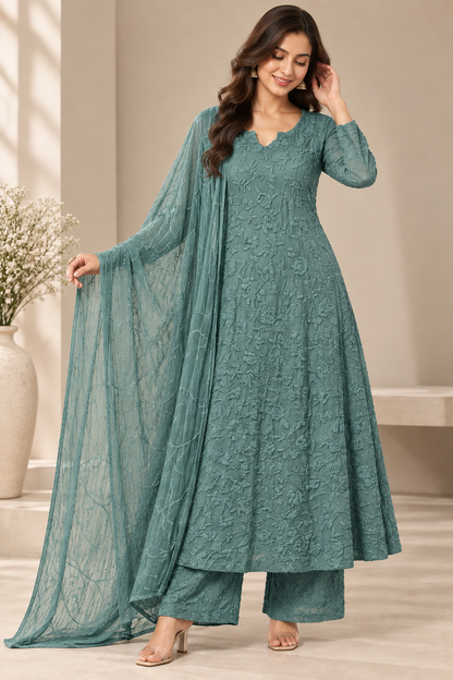 Rose Bloom Kurta Set with Dupatta