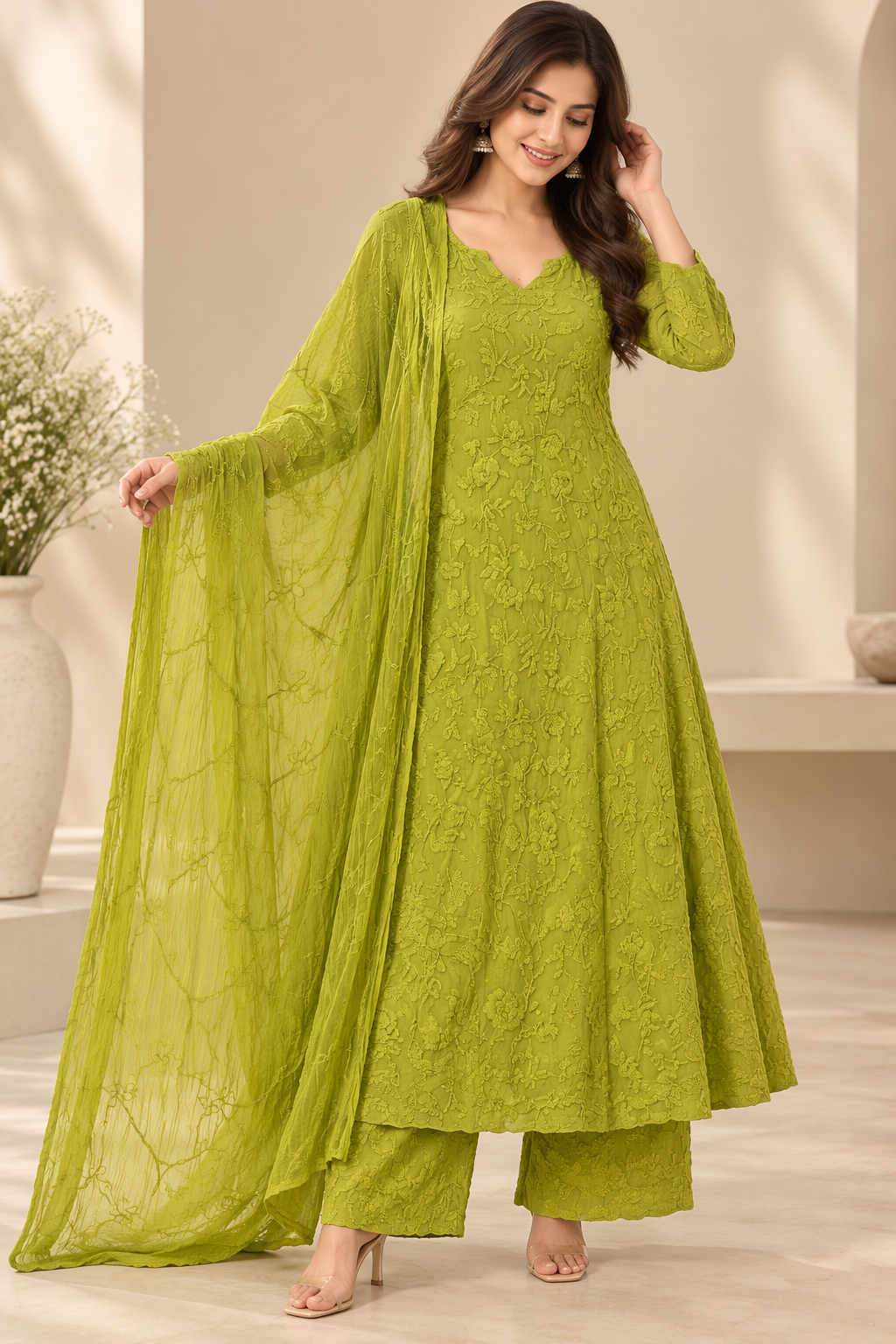 Rose Bloom Kurta Set with Dupatta