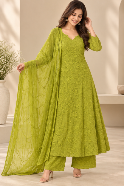 Rose Bloom Kurta Set with Dupatta