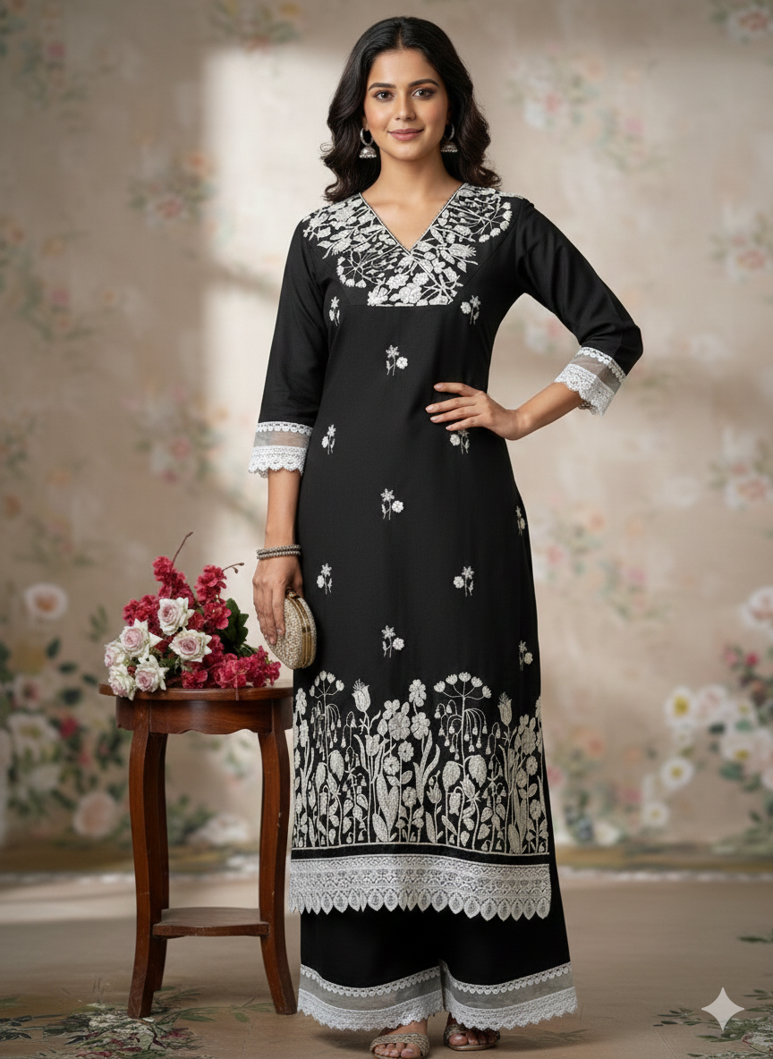 Aisha Authentic Lucknowi kurta Palazzo Set