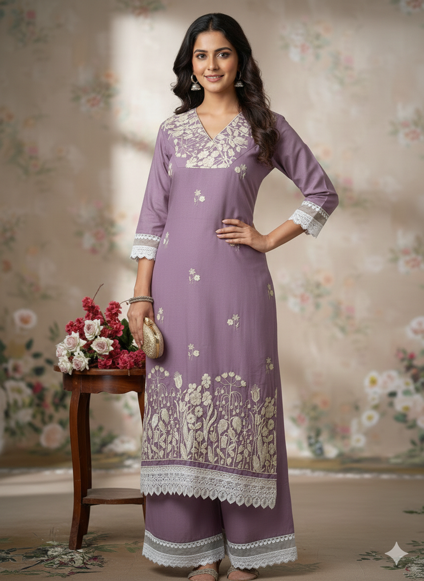 Aisha Authentic Lucknowi kurta Palazzo Set