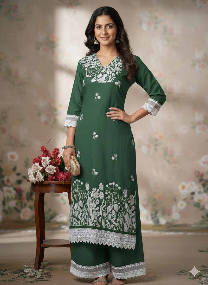 Aisha Authentic Lucknowi kurta Palazzo Set