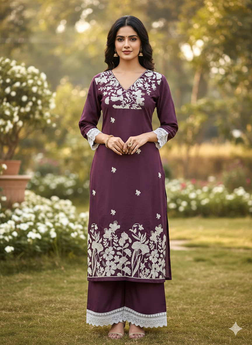 Aisha Authentic Lucknowi kurta Palazzo Set
