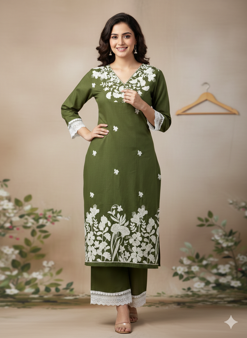 Aisha Authentic Lucknowi kurta Palazzo Set