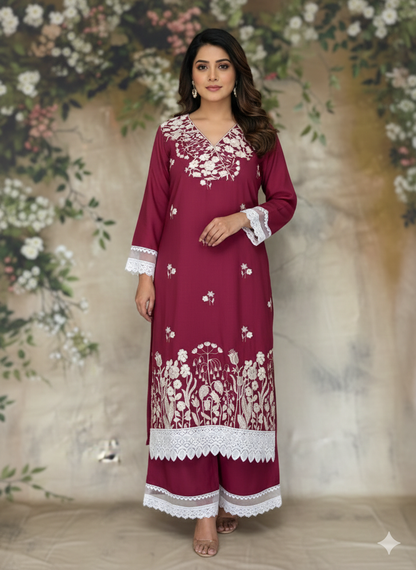 Aisha Authentic Lucknowi kurta Palazzo Set