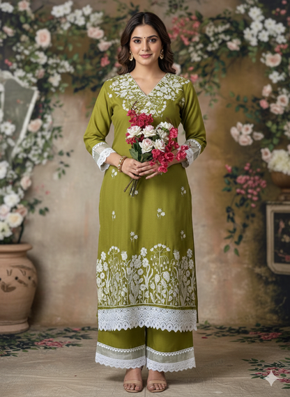 Aisha Authentic Lucknowi kurta Palazzo Set