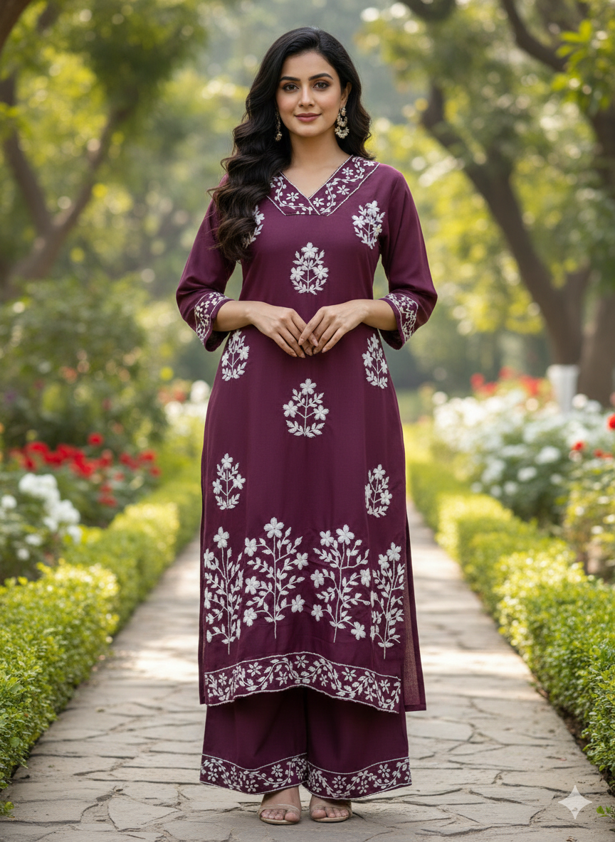 Aisha Authentic Lucknowi kurta Palazzo Set