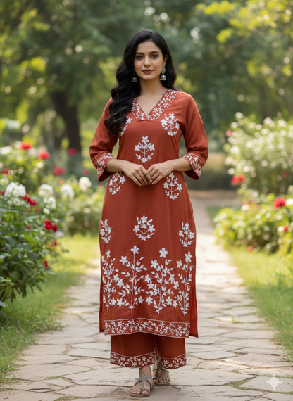 Aisha Authentic Lucknowi kurta Palazzo Set