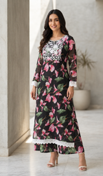 GD Raahi Gulabi Dhaga Kurta Set-Black