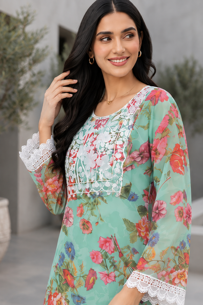 GD Raahi Gulabi Dhaga Kurta Set-Mint Green