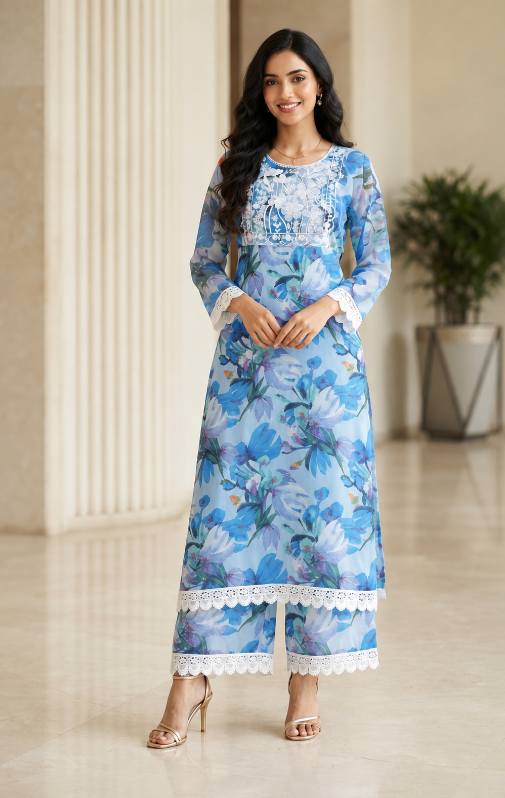 GD Raahi Gulabi Dhaga Kurta Set-Blue