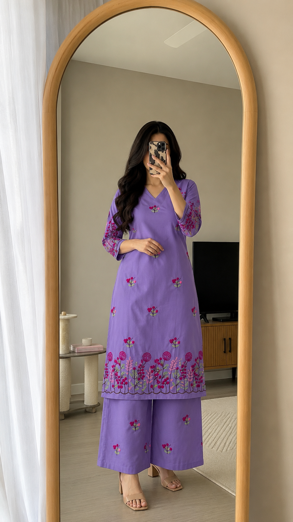GD Gulnaar Bloom Kurta Set-Lavender