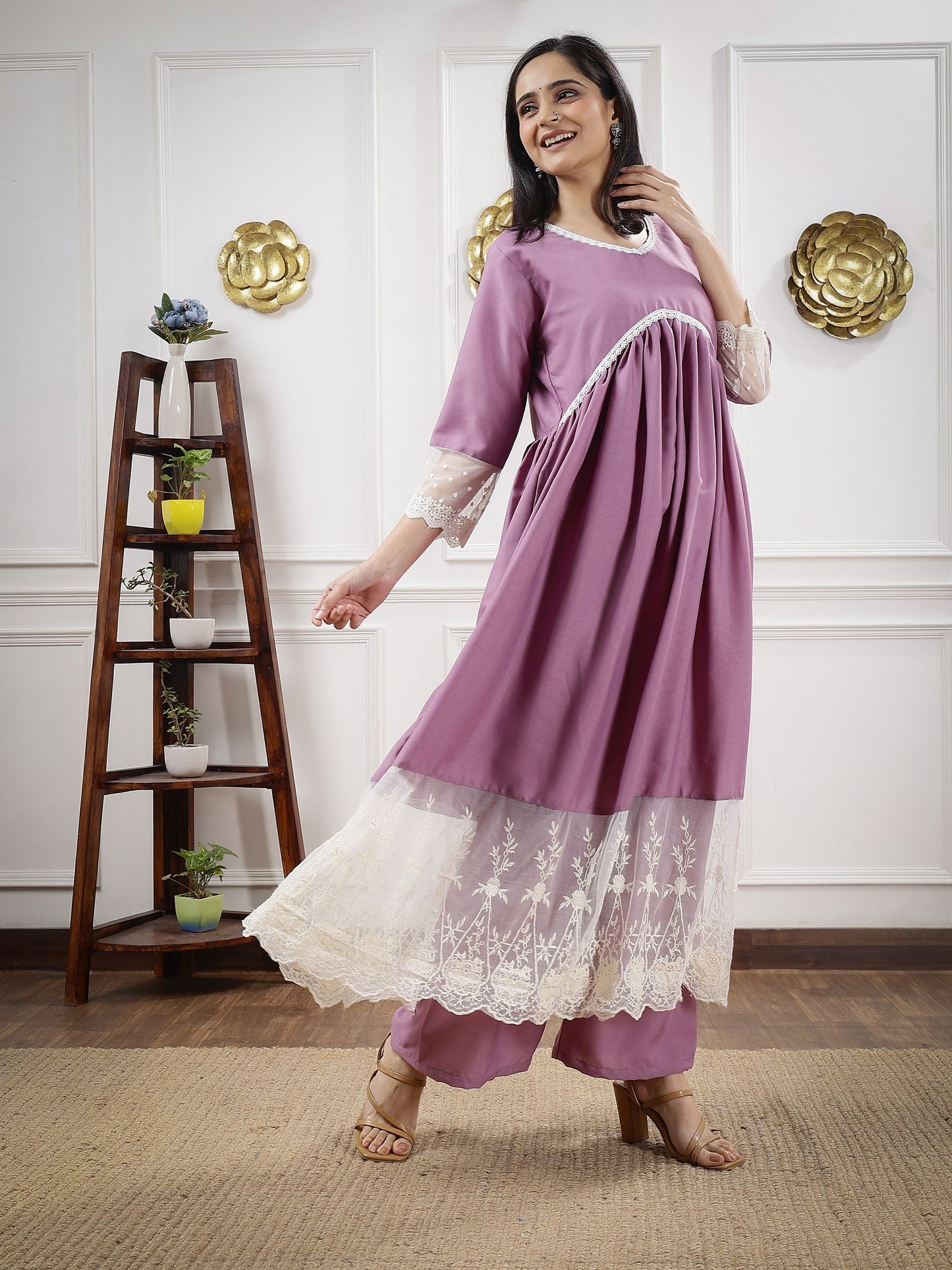GD's Lavender Chikankari Alia Cut Dress