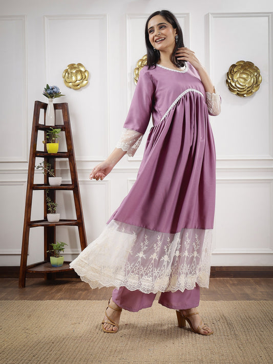 GD's Lavender Chikankari Alia Cut Dress
