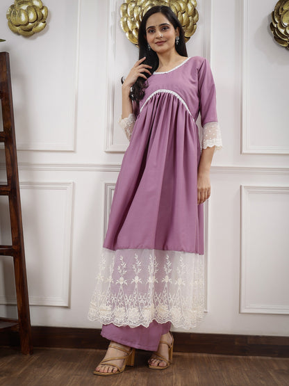 GD's Lavender Chikankari Alia Cut Dress