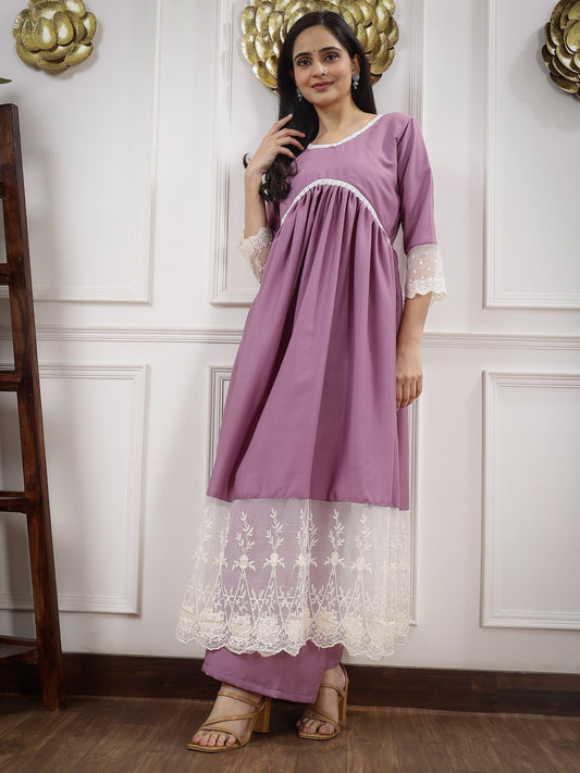 GD's Lavender Chikankari Alia Cut Dress