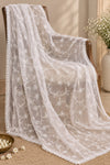 GD White Chiffon Floral Chikankari Dupatta
