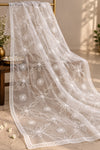 GD White Organza Floral Chikankari Dupatta