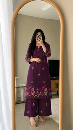 GD Gulnaar Bloom Kurta Set-Wine