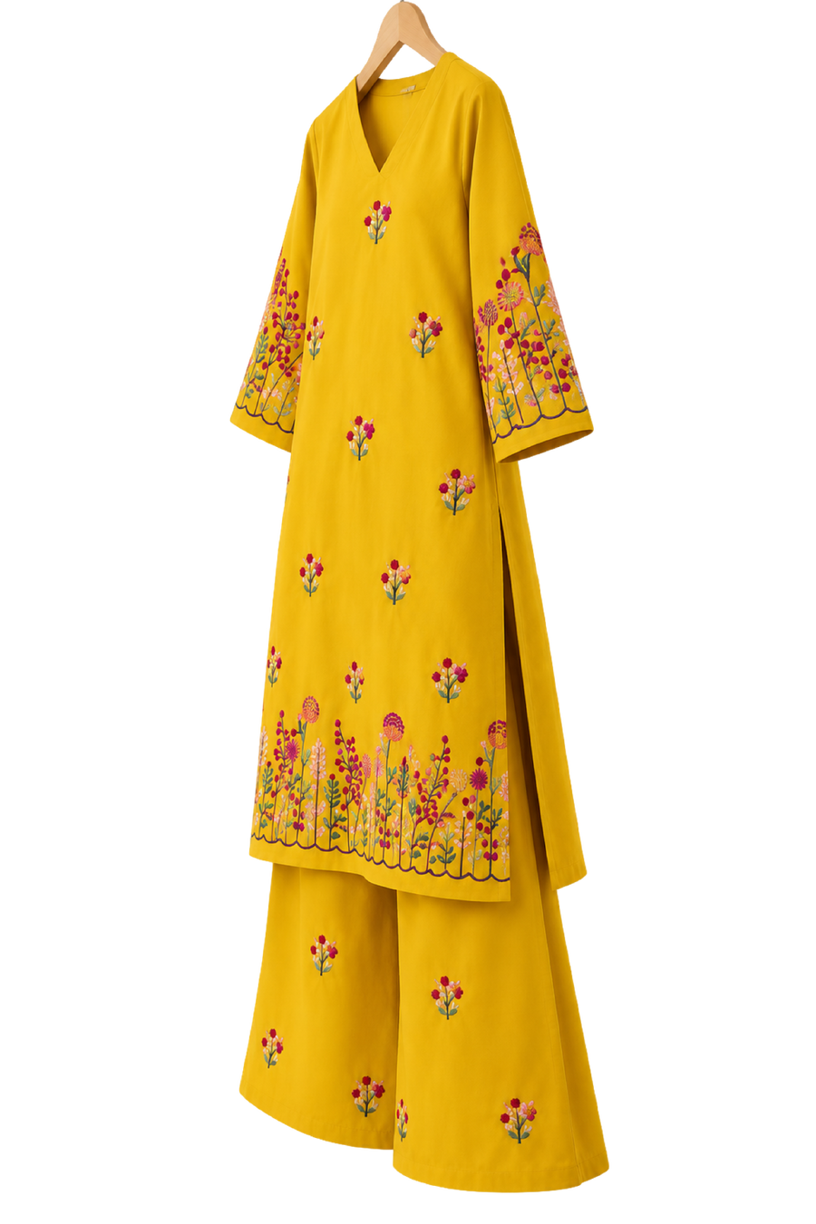 GD Gulnaar Bloom Kurta Set-Yellow
