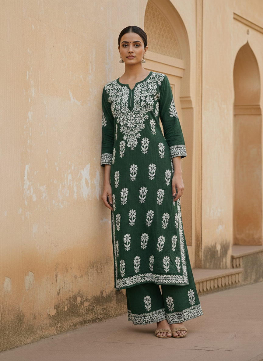 Aisha Authentic Lucknowi kurta Palazzo Set New