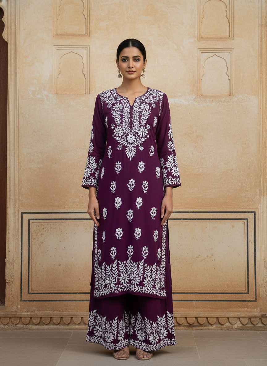 Aisha Authentic Lucknowi kurta Palazzo Set New
