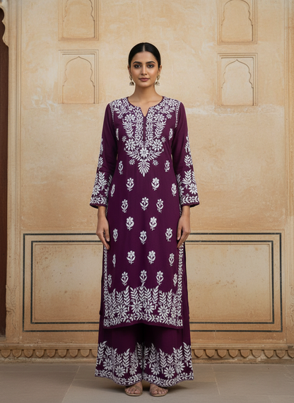 Aisha Authentic Lucknowi kurta Palazzo Set New