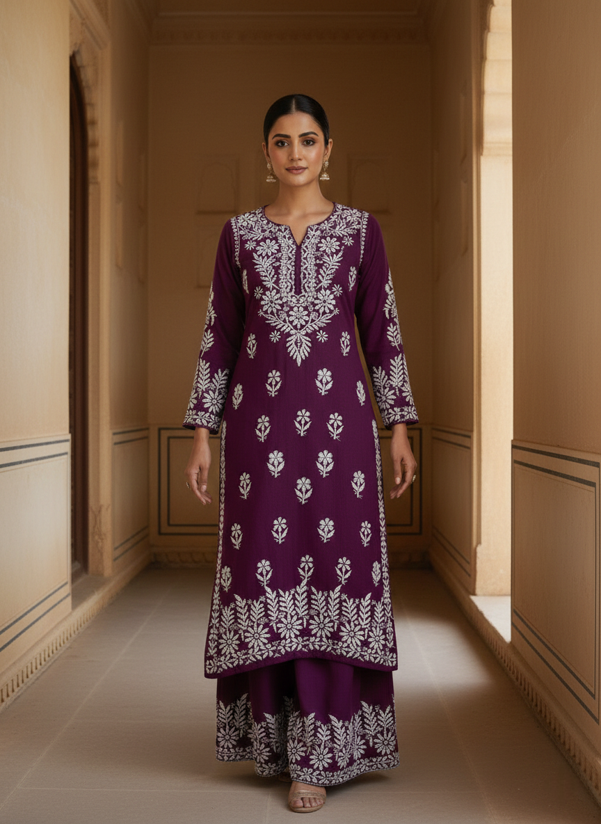 Aisha Authentic Lucknowi kurta Palazzo Set New