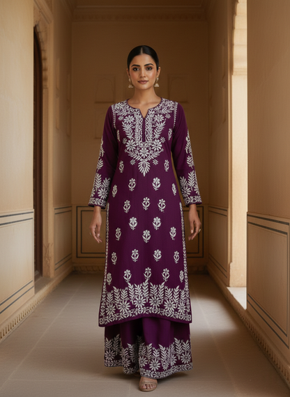 Aisha Authentic Lucknowi kurta Palazzo Set New