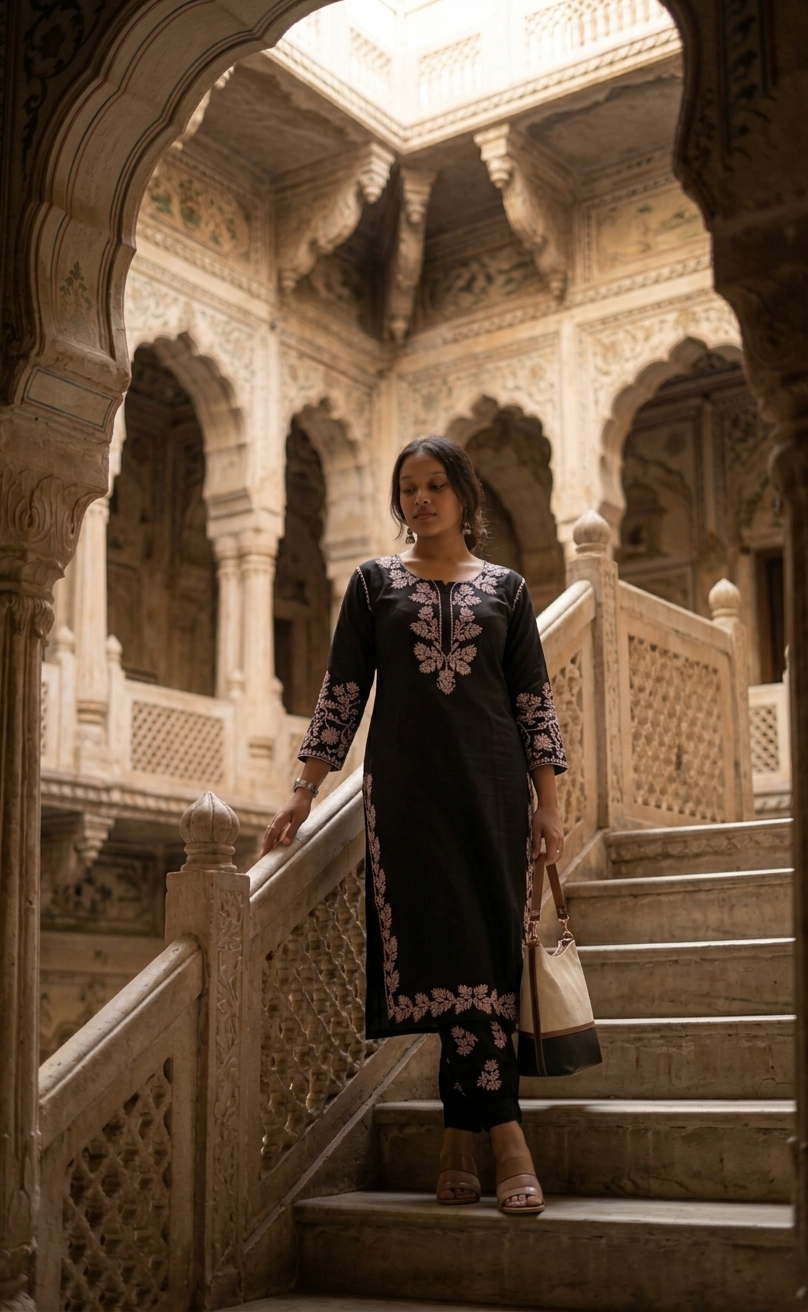Black Amara Gulabi Dhaga’s Gulab Kurta with Afghani Pant Set